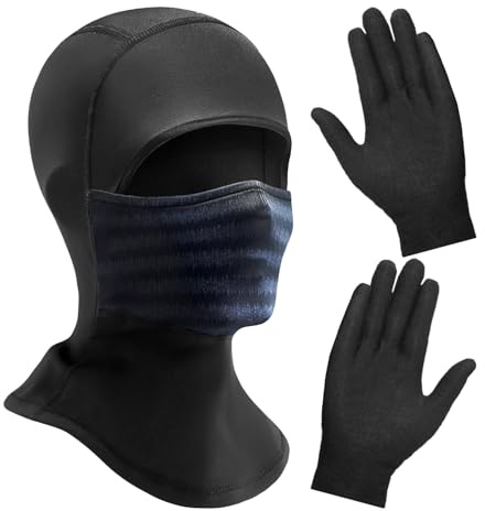 Capucha Resistente Al Frío De 1 Pieza Y 1 Par De Guantes Negros, Capucha Cálida En Otoño E Invierno, Equipo Para Exteriores Resistente Al Frío, Capucha Suave Y Transpirable, Acampar