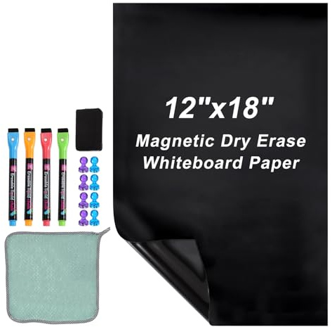 PATIKIL Papel Pizarra Magnética De Borrado En Seco, 12x18 Pegatinas De Pizarra Negra Autoadhesivas Para Pared Papel De Contacto Para Pizarra Negra Con Marcador, Negro