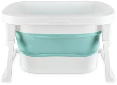 3 en 1 Bañera Plegable de Bebe de 0 a 8 Años, Bañera con Tapón de Drenaje, Capacidad de Carga de 50 KG-Baño Portátil para Niños, Antideslizante y Cómodo-72 * 51 * 42cm-azul