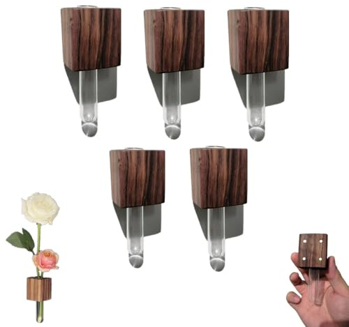 Mini jarrón de Cristal Desmontable para Nevera, para Flores, Ramas, Hierba, Tubo de Cultivo de Plantas hidropónicas con fijación magnética a la Superficie de Metal, 1/3/5 Piezas Disponibles (5 ud.)