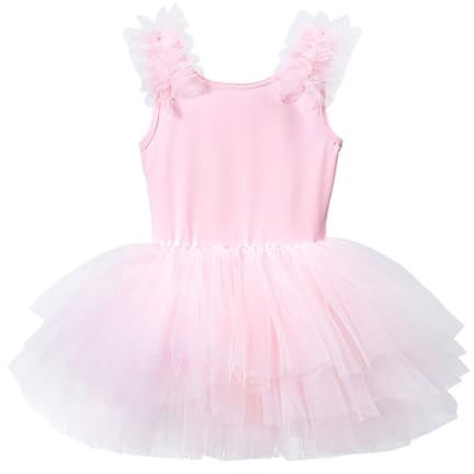 Generisch 2025 - Robe de ballet pour fille - Tutu - Tenue de performance - Sans bretelles - Couleur unie - Costume de danse pour tout-petits - Printemps été - Paillettes, Rose, 6-7 ans