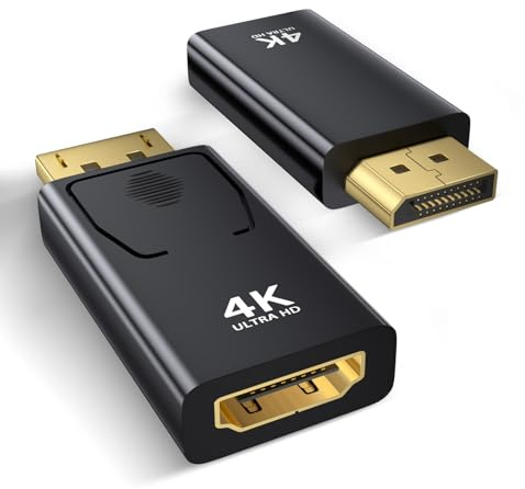 Amicably Adattatore DisplayPort a HDMI 2 Pezzi, 4K@30Hz/2K@60Hz/1080P@120Hz Adattatore HDMI Displayport compatibile con laptop, proiettori, monitor, TV, AMD, GPU