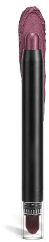 BelleFlair 1 pieza del lápiz de sombra de ojos ciruela, delineador metálico impermeable con pincel, sombra de ojos brillante a prueba de manchas para maquillaje de ojos duradero, barra de sombras