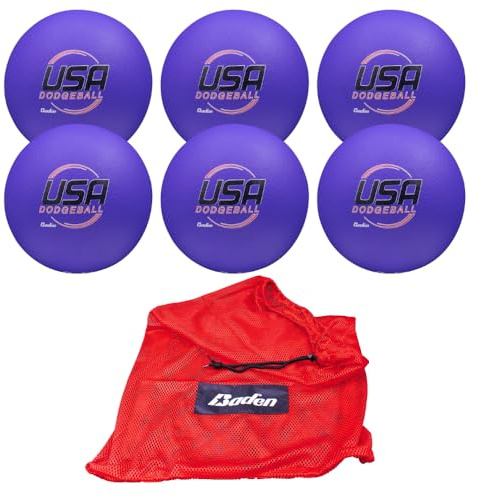 Baden Pallone da 17,8 cm in schiuma, ufficiale Ball of USA Dodgeball | Superficie rivestita resistente per presa e rotazione della palla, opzioni singole o da 6 (1, blu)