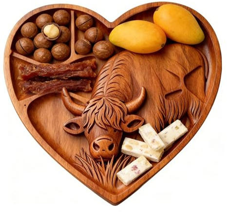 Charcuterie Brett en forma de animal - Plato de madera con diseño de vacas, placa decorativa para fiambres, para celebraciones familiares, vacaciones, cocina, aperitivos, queso, carne