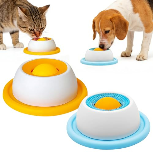 Clvsyh 2 juguetes para lamer para perros, pelota interactiva para perros, comedero con bola giratoria integrada para gatos y cachorros