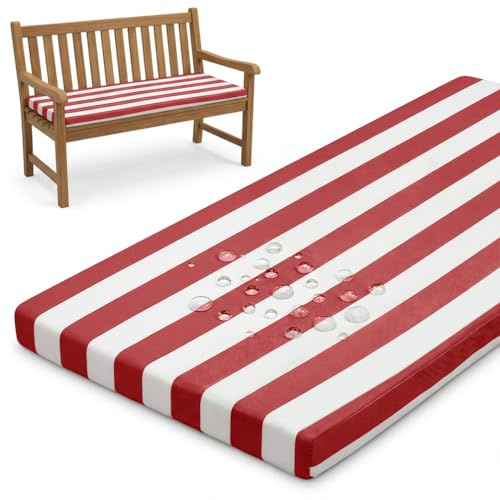PTKG Kissen Outdoor Polsterauflagen Sitzpolster Outdoor Gartenbank 3 Sitzer Wetterfest GartenmöBel Auflagen Sitzbank Kinder Sitzgruppe Balcony Furniture,Rot,125x55x5cm