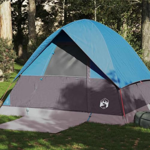 Ziaphsol Cúpula Tienda de campaña para 4 personas, color azul, impermeable, con conector E, revestimiento de poliéster PU, ventilado, tamaño del paquete 57,5 x 15 x 15 cm, para exteriores, senderismo