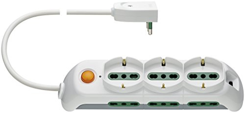 VIMAR FP00533.C.B Presa Multipla con Interruttore Luminoso e limitatore di sovratensione, 3 Prese universali, 6 biprese