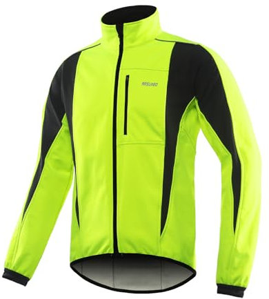 ARSUXEO Winter Warm UP Thermo Softshell Fahrradjacke Winddicht Wasserdicht 15-k, Grün , XL
