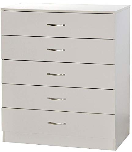 Vida Designs Riano 5 Drawer Chest of Drawers, Metal Handles and Runners, Anti-Bowing Drawer Support, Bedroom, Nursery Furniture, White