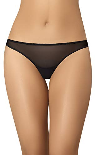 Teyli Culotte Brésilienne en Résille pour Femme - avec Finition sans Couture - Lingerie féminine Noir S