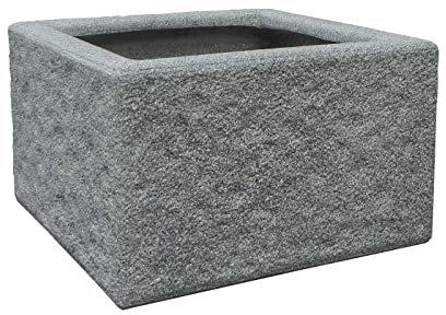 Dehner Brunnen- und Topfumrandung Rocky, ca. 62 x 62 x 37.5 cm, Leichtbeton, grau