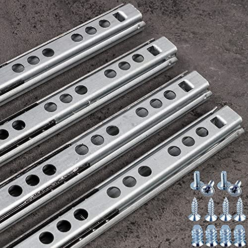 Stahlia Schubladenschienen (4 Stück) Stahl Teilauszug 17mm Nut Länge: 278mm Auszugsschienen Schubladenauszug Schrankauszug Gleitschiene Teleskopschienen