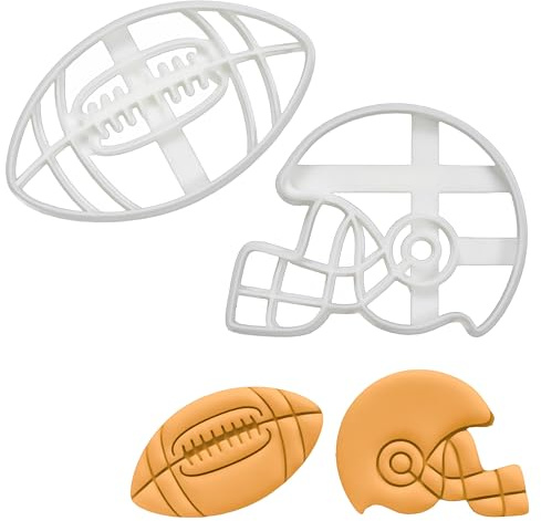 2er Set Amerikanischer Fußball Ausstechformen (Formen: Amerikanischer Football-Helm & Fußball), 2 Teile, Bakerlogy