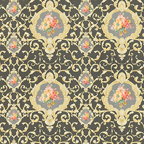 Papier peint intissé baroque Tapisserie chambre 343916 34391-6 A.S. Création Château 5 | Multicolore/Gris/Noir/Anthracite | Rouleau (10,05 x 0,53 m) = 5,33 m²