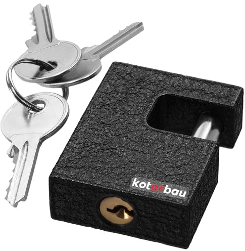 KOTARBAU® Candado Rectangular monoblock 50 mm, Candado de Alta Seguridad, Candado con Llaves con Cuerpo de Hierro y Arco de Acero endurecido, Candado de Llave, Candado Resistente antirobo, Monobloque