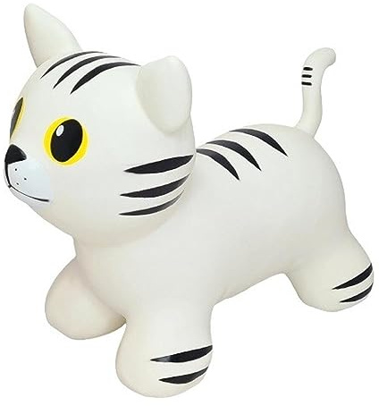 GERARDO'S Toys My First Jumpy für Kinder ab 1 Jahr, Bouncy Hopper Ride on Animal White Cat mit Pumpe enthalten, aufblasbare Hüpfburg für Kleinkinder drinnen und draußen