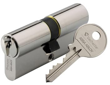 Vachette Cylindre de Serrure Mécanique FIRST pour Porte - Double Entrée 40x50mm - Mécanisme 5 Goupilles Sécurisé - 3 Clés - Installation Facile - Garantie 2 Ans - Finition Nickelée