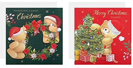 Hallmark Välgörenhet Julkort - Paket med 16 i 2 Festliga Forever Friends Designs