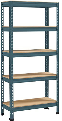 Yaheetech Garage Shelves Storage Shelves Heavy Duty 5 Tier Shelving Units Metal Boltless Industrial Racking for Home/Warehouse,70cm x 30cm x 150cm,Neptune Blue