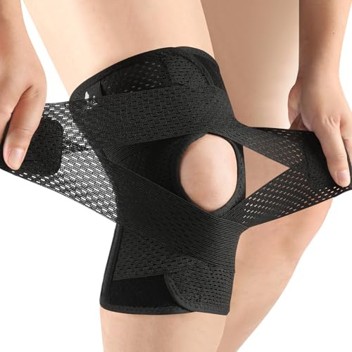 NEENCA Knee Brace for Knee Pain, Compression Knee Support with Air Mesh Fabric, Adjustable Knee Wrap with Side Stabilizers, Ultra-Soft Bandage for Sports, Running, Meniscus Tear, ACL, Arthritis Relief