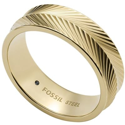 Fossil Damen-Edelstahlband Ringe, 9, Ernte-Gold