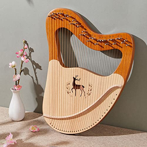 Lyre Harp 32 Saiten aus Mahagoni-Holz, mit Tragetasche aus EVA, Stimmschlüssel, Ersatzseil, Bedienungsanleitung in Englisch, für Musikliebhaber Prinzipien
