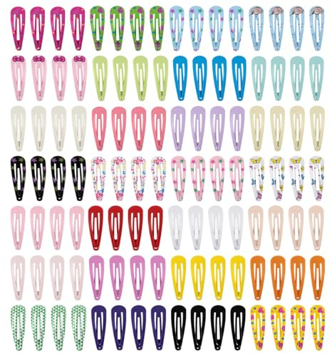 120 fermagli per capelli carini da 5 cm, bottone in metallo, colore caramello, regalo compleanno, 30 stili (stampati e uniti)
