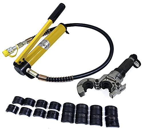 Hydraulische Presszange - 6T V/TH-Kontur Radialpresse für Kupferrohre 360° drehbarer Kopf V-Form 12-28 mm TH-Form 16-32 mm - -360 ° Drehbarer Kopf Radialpresse
