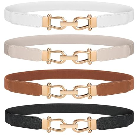 JasGood Cintura per abito cintura da donna elegante cintura con stile semplice, design unico, elegante e alla moda, per abito corto e lungo, A-nero+marrone+bianco+beige, 90cm:Für Taillengröße