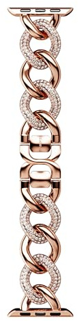 Swarovski Sparkling Kettenband, Elegantes Uhrenband aus Gliedern mit Roségoldfarbenem Finish und Strahlenden Kristallen für die Apple Watch Series 4-9 und SE, Größe: 15.2 x 2 x 0.4 cm