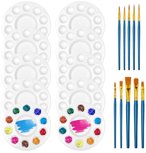 Bofanze 10 Piezas Paleta de Pintura para Niños, con 10 Pinceles
