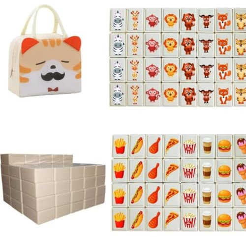 2025 Mahjong Spiel Große Steine, 65 Blöcke 30mm Seaside Escape Spiel, Escape Game Blocks Mahjong, Tragbarer Brettspiel für Familie Erwachsene und Kinder