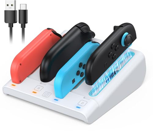RGB Caricatore per Switch 2/Switch 1, FASTSNAIL Dock di ricarica compatibile con Switch 2 per Joycon 2, Controller accessorio per Switch 2/Switch 1