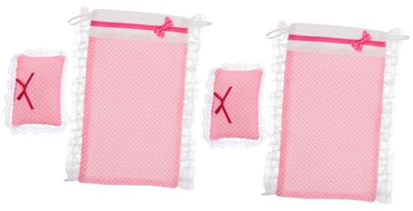 Supvox Dollhouse Bettwäsche Set Miniaturbettwäsche Mit Kissen Und Decke Weiches Zubehör Für Puppenbett Und Puppenhaus Schlafzimmer Dekoration