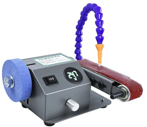 Levigatrice da banco, Mini affilatrice elettrica per coltelli, levigatrice a Nastro per impieghi gravosi con Regolazione della velocità da 0 a 13000 Giri/min, Include 10