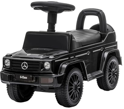 Baroni Toys Suv Mercedes Ride-On Voiture Pousser et Aller pour Enfants 1-4 Ans, Phares LED, Sons Réalistes, Roues antidérapantes, Compartiment de rangement, 69,5 x 29 x 43 cm Noir