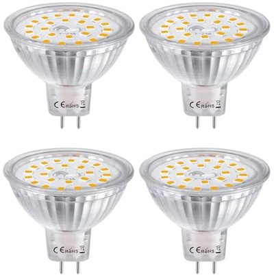 eufeifeiegds 4-delad MR16 G5.3 SMD LED-lampa 5W Bi-pin-sockellampa Spotlight-lampa AC/DC12V Varmvit = 35W glödlampa(Warm White 3000K)