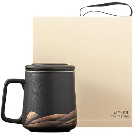 Tekopp med infusionsenhet och lock – 360 ml rostfritt stål foderflaska, tebryggkopp – för kvinnor älskare hemma arbetsplatsen kontor kaffe resor firanden