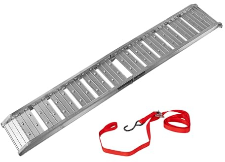 DEMA Motorrad Auffahrrampe 183x29,3 cm Alu - Verladerampe, Motorradrampe, Auffahrschiene - leicht, robust, rutschfest - Motorrad, Roller, Transport, Anhänger