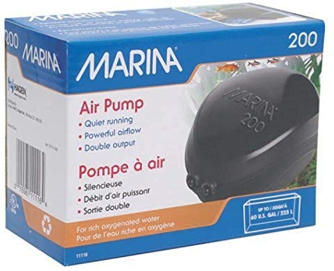 Marina 200 Double Outlet Air Pump for Aquariums upto 225 Litre, White