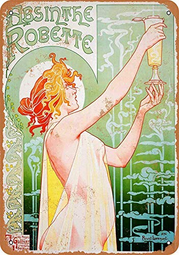 BDTS Plaque métallique Vintage en métal Motif Absinthe Robette 20 x 30,5 cm