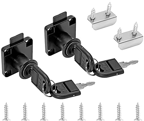 Jiozermi 2 Packs Drawer Lock with Keys, Desktop Lock with 0.75/19mm Length Cylinder Cam for Drawer Cabinet Wardrobe Office Desk Letter Box, Black