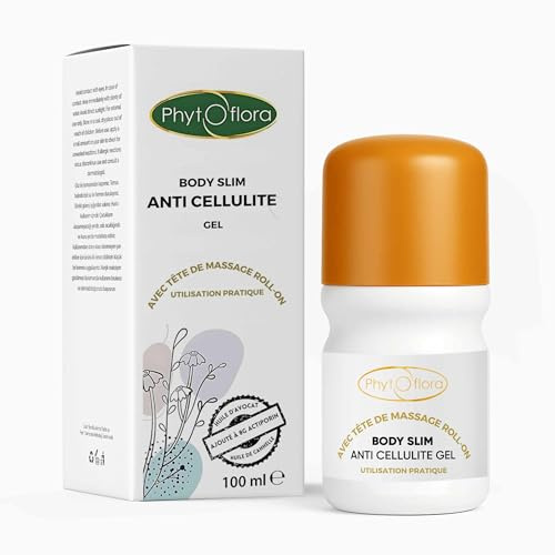 Phytoflora Crème Anti Cellulite et Anti Vergetures, Cicatrices Roll-On Anti Cellulite - Huiles d'Avocat, Cannelle, Eucalyptus, Citron, Extrait de Jania Rubens, Glycérine - Facile à Appliquer