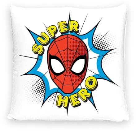 Disney Home Spiderman - Dekokissen mit Füllung und Reißverschluss - 40x40 cm - Wurfkissen mit Füllung, tolles Deko-Kissen für Sofa, Couch, Wohnzimmer und Schlafzimmer - weiches Kuschelkissen