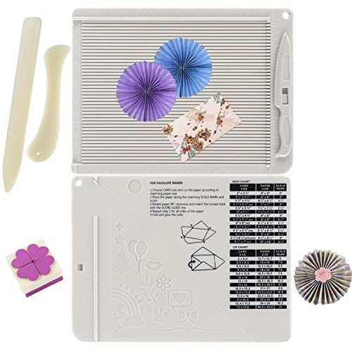4PCS 6.4x 8.5 Mini Score Board Multi-Purpose Scoring Board Envelope Maker with Bone Folder and Guide for Card Making and Paper Crafts Arts Projects Multi-Purpose Scoring Board & Score and Fold Tools