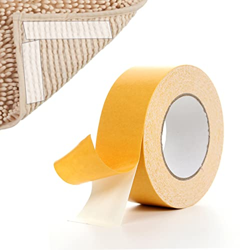 Ailelan Grippers for Mats on Carpet, 4cm x 20m Carpet Rugs Top of Corner Rug Laminate Floor Hardwood Floors Furniture Anti Slip Mat (1 Roll), Yellow