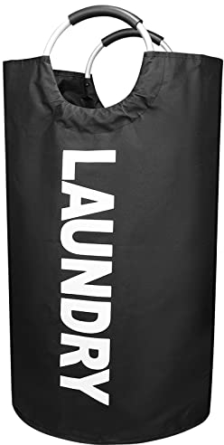 Faltbare Wäschekorb, 90L Kapazität Wäschesammler mit Griff, Wäschebox aus Oxford-Stoff, Wasserdicht Wäschesack Laundry basket, Tragbar Wäschesortierer Aufbewahrungsbehälter, Flaschensammler-Schwarz