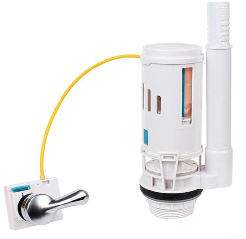 2 Inch Toilet Cistern Dual Flush Valve Overflow Lever Operated Plastic Toilet Tank Replacement Valves with Handle(For 2-Piece)